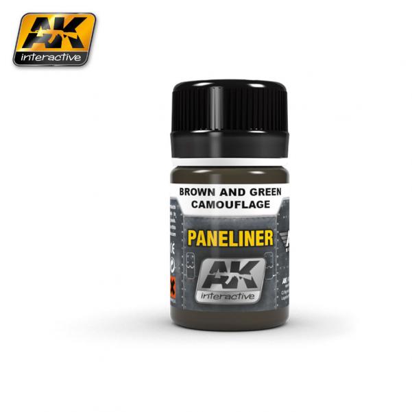 AK-Interactive Weathering Effects: Paneliner- Brown And Green Camouflage 