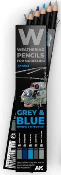 AK-Interactive Weathering Pencils: Grey & Blue Shading & Effects Set 