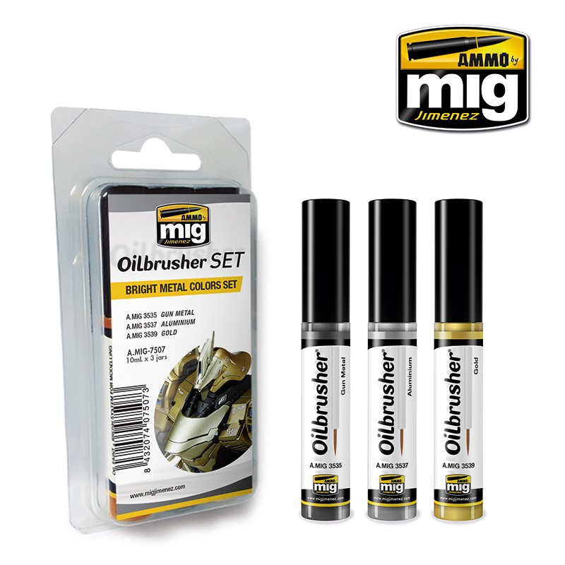 AMMO Oilbrusher: Bright Metal Colour Set 