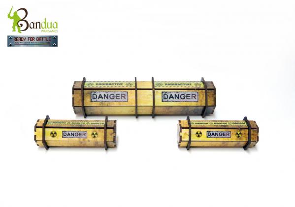 Bandua Wargames: Infinity Terrain Pre-Painted: Industry of Murder Radioactive Containers #1 (3) 