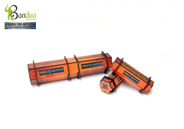 Bandua Wargames: Infinity Terrain Pre-Painted: Industry of Murder Radioactive Containers #2 (3) 