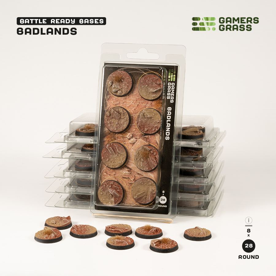 Battle Ready Bases: Badlands Round 28mm (x8) 