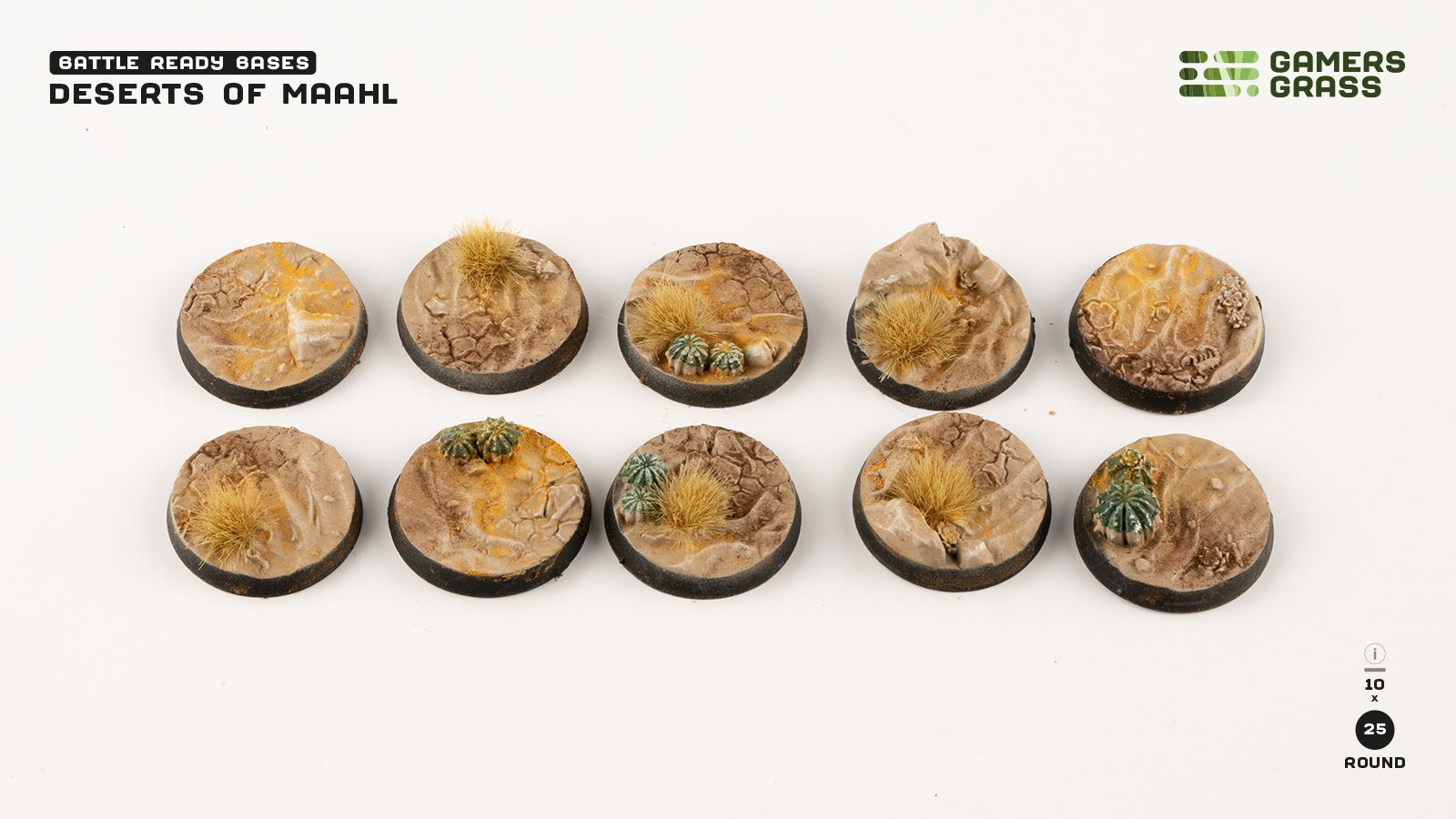 Battle Ready Bases: Deserts of Maahl Round 25mm (x10) 