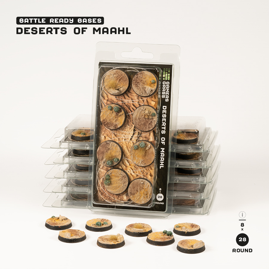 Battle Ready Bases: Deserts of Maahl Round 28mm (x8) 