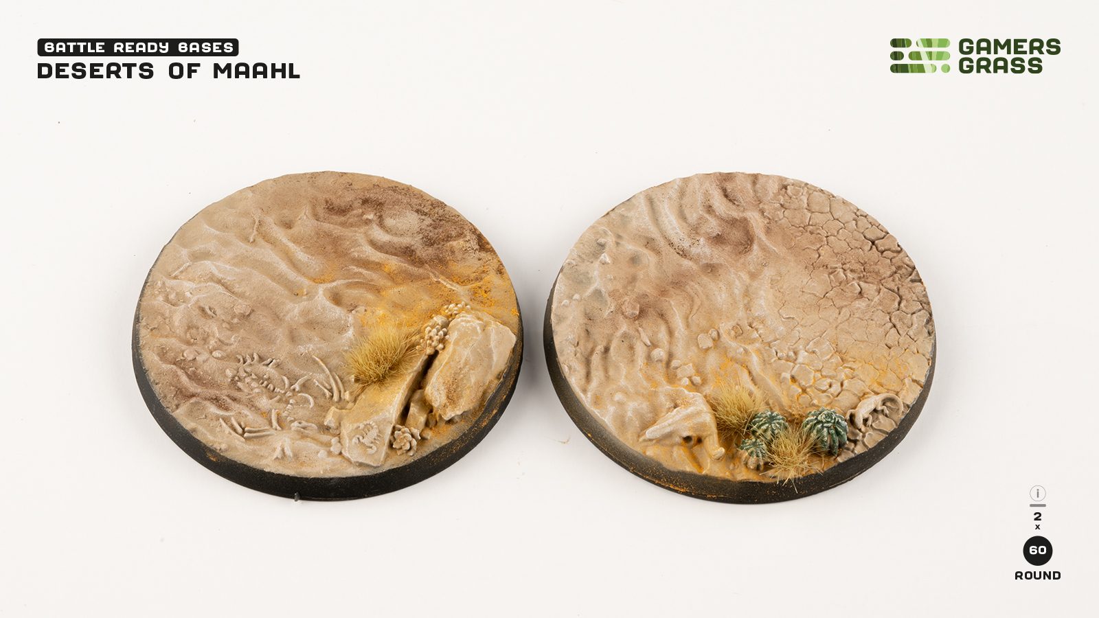 Battle Ready Bases: Deserts of Maahl Round 60mm (x2) 