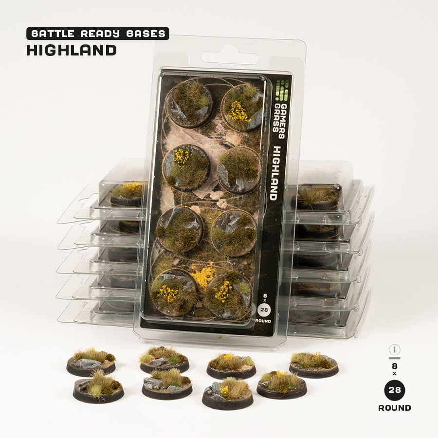 Battle Ready Bases: Highland Round 28mm (x8) 