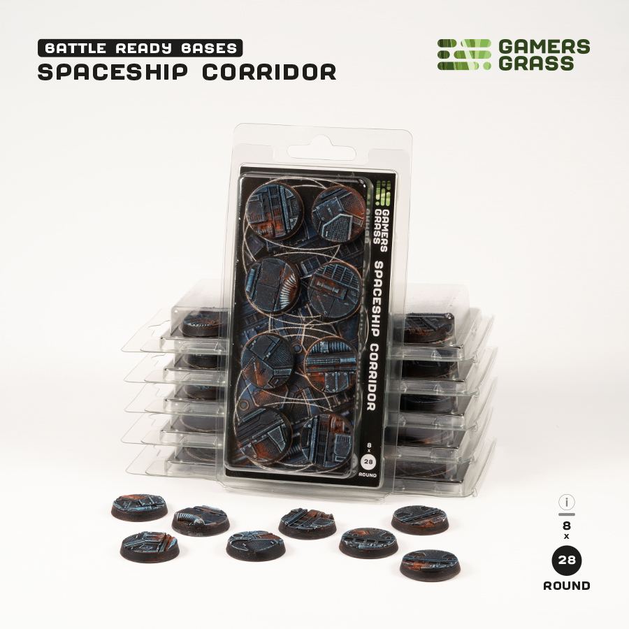 Battle Ready Bases: Spaceship Corridor Round 28mm (x8) 