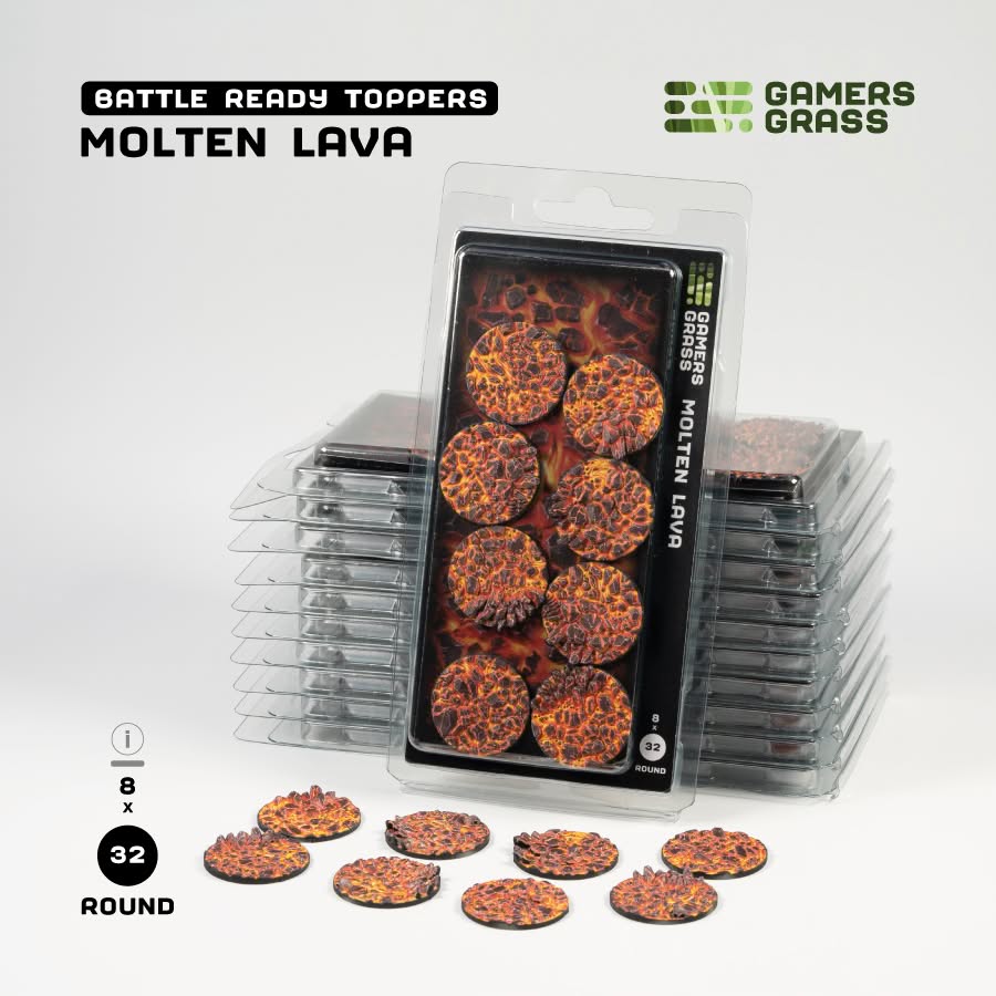Battle Ready Toppers: Molten Lava Round 32mm (x8) 