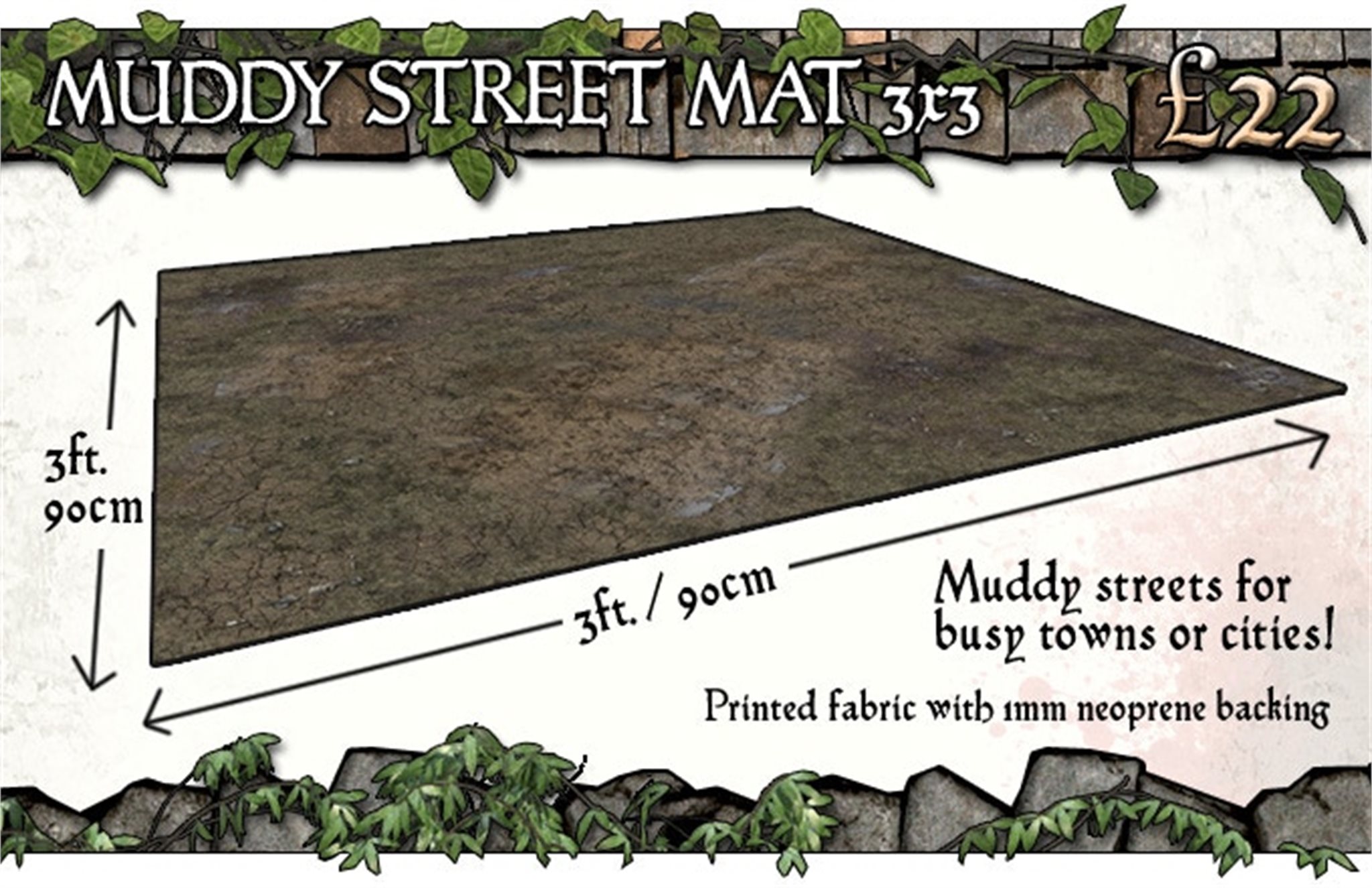 Battle Systems: Gaming Mat: Muddy Streets (3 x 3) 