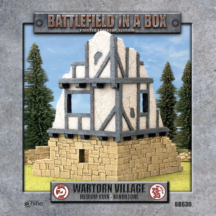 Battlefield in a Box: Wartorn Village: Medium Ruin (Sandstone) 