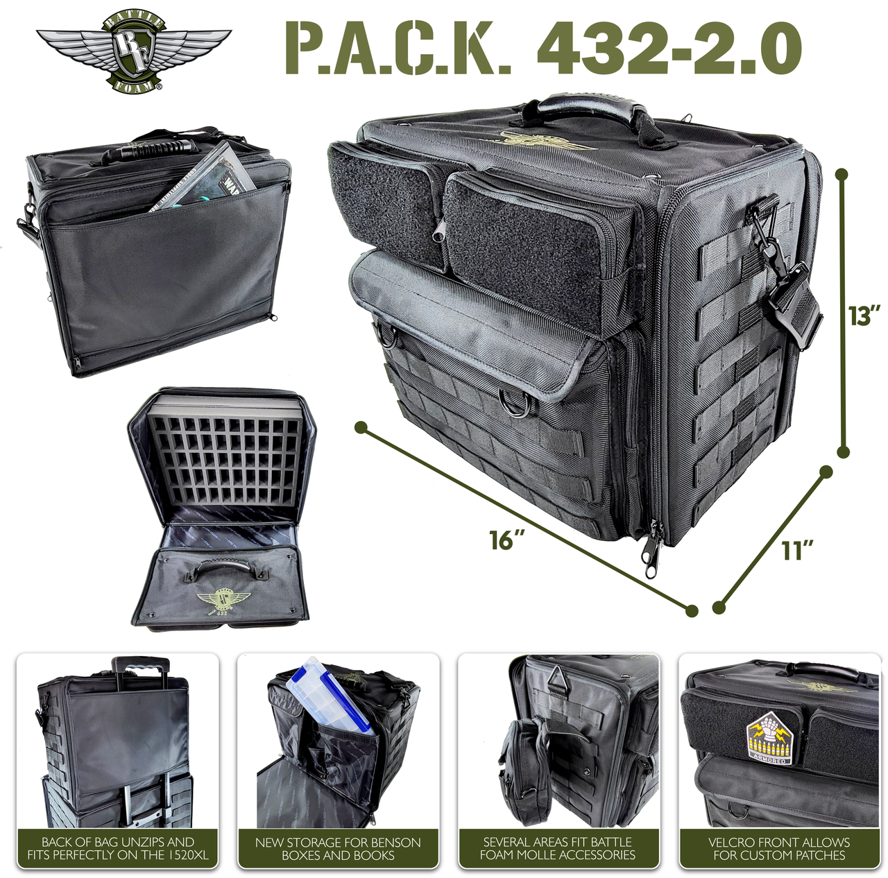 Battlefoam: P.A.C.K 432 2.0 Molle (Horizontal Standard Load Out) Black 