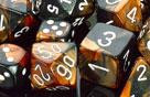 Chessex (26827): D6: 12mm: Gemini: Black Copper/White 