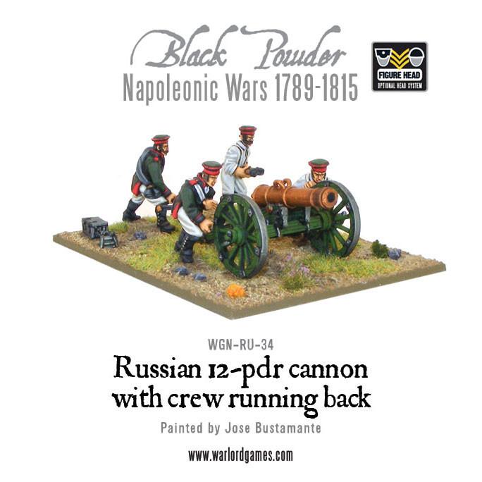 Black Powder Napoleonic Wars: Russian 12 pdr cannon with crew running back 