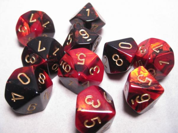 Chessex (26433): Polyhedral 7-Die Set: Gemini: Black Red/Gold 
