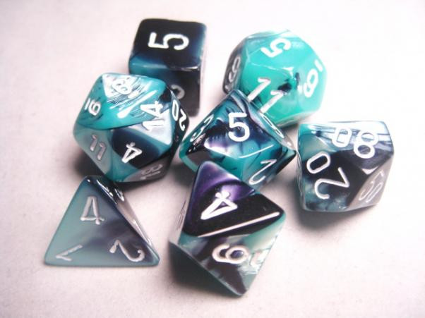 Chessex (26446): Polyhedral 7-Die Set: Gemini: Black Shell/White 