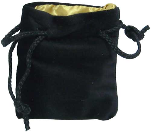 Black Velvet Dice Bag (3.75x4"): Black/ Gold 