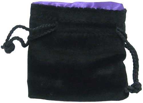 Black Velvet Dice Bag (3.75x4"): Black/ Purple 