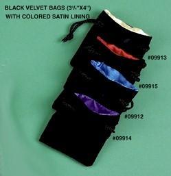 Black Velvet Dice Bag (3.75x4"): Red Satin Lining 