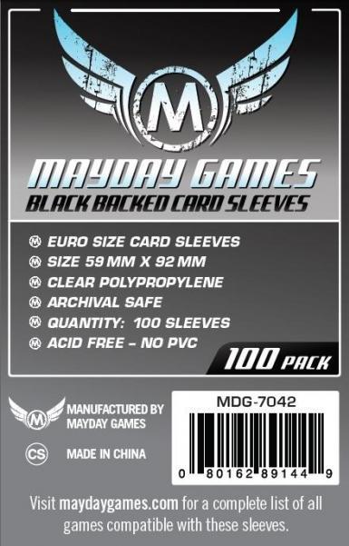 Mayday: Euro Card Sleeve (MDG-7042 59mm X 92 mm Black Backed) 