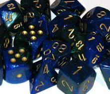 Chessex (26836): D6: 12mm: Gemini: Blue Green/Gold 