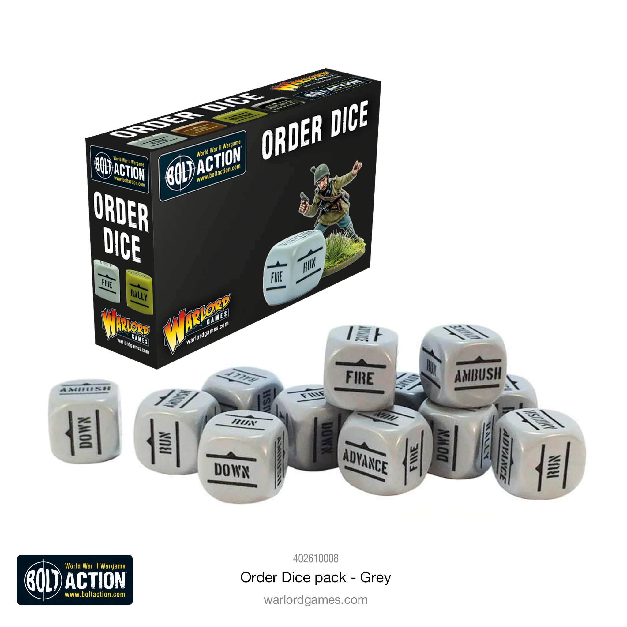 Bolt Action: Orders Dice pack - Grey 