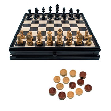 CHESS: 15" BLACK STAINED DUAL SET 