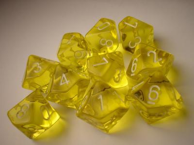 Chessex (23202): D10: Translucent: Yellow/White 