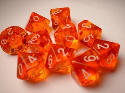 Chessex (23203): D10: Translucent: Orange/White 