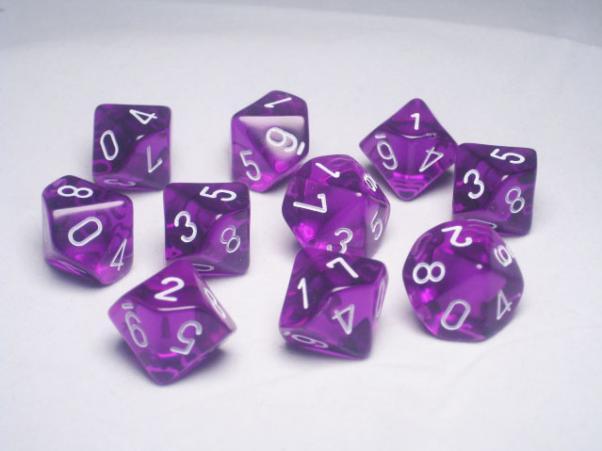Chessex (23277): D10: Translucent: Purple/White 