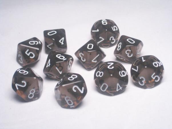 Chessex (23208): D10: Translucent: Smoke/White 