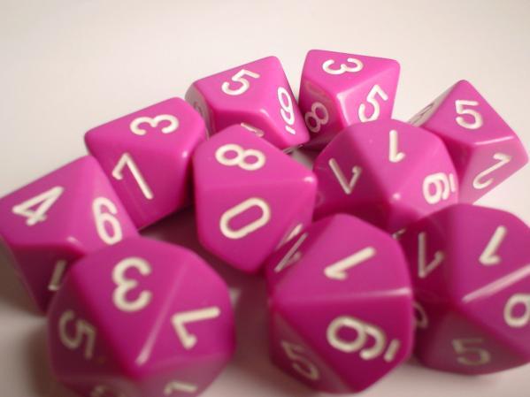 Chessex (25227): D10: Opaque: Light Purple/White 