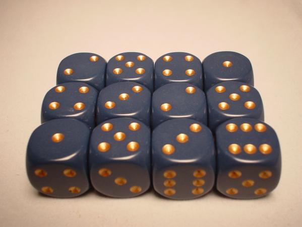 Chessex (25626): D6: 16mm: Opaque: Dusty Blue/Copper 