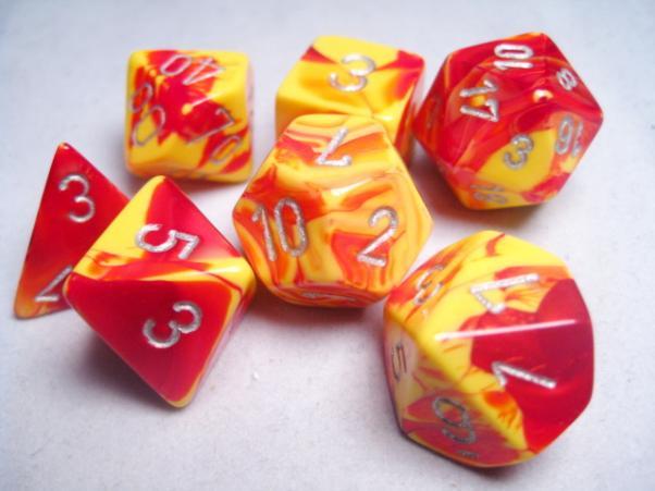 Chessex (26450): Polyhedral 7-Die Set: Gemini: Red Yellow/Silver 