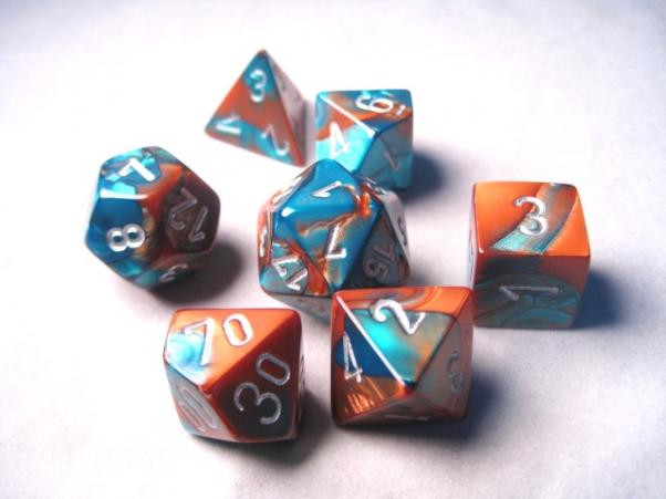 Chessex (26453): Polyhedral 7-Die Set: Gemini: Copper-Teal/Silver 