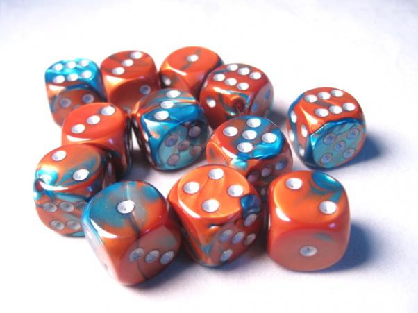 Chessex (26653): D6: 16mm: Gemini #6: Copper-Teal/Silver 