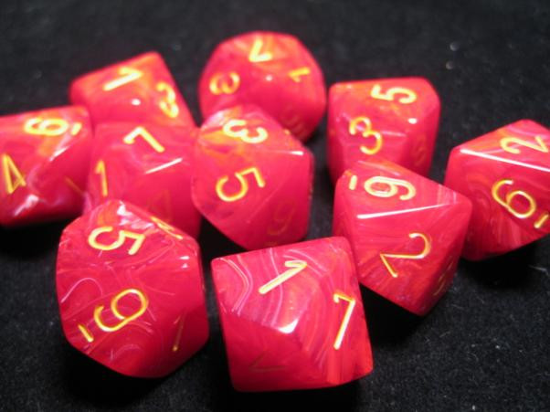 Chessex (27244): D10: Vortex: Red/Yellow 