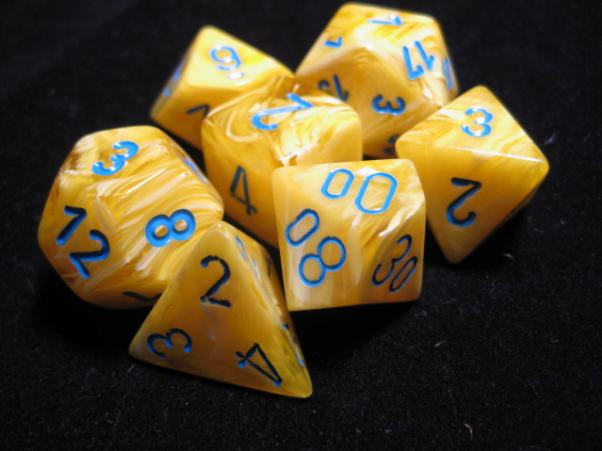 Chessex (27432): Polyhedral 7-Die Set: Vortex: Yellow/ Blue 