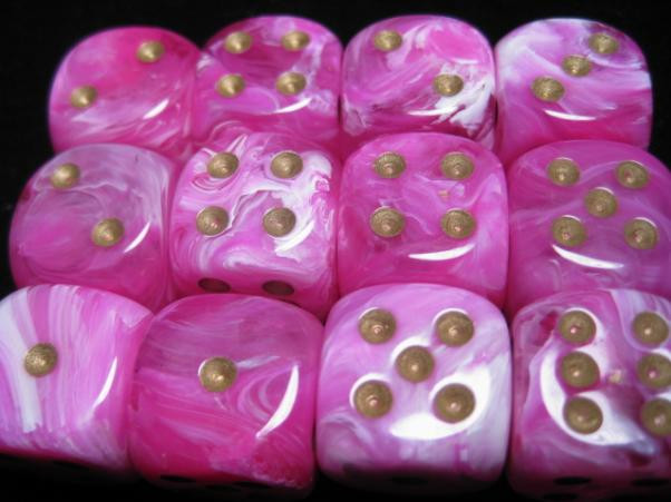 Chessex (27654): D6: 16mm: Vortex: Pink/ Gold 