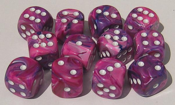 Chessex (27657): D6: 16mm: Festive: Violet/White 
