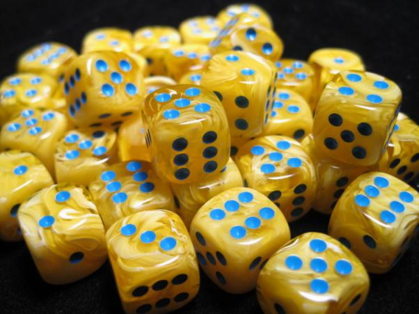 Chessex (27832): D6: 12mm: Vortex: Yellow/ Blue 
