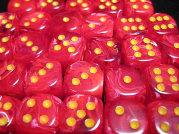 Chessex (27844): D6: 12mm: Vortex: Red/ Yellow 