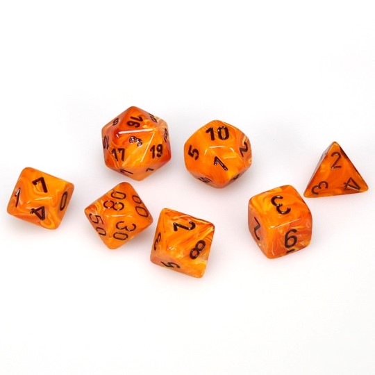Chessex (20433): Mini Polyhedral 7-Die Set: Vortex: Orange/Black 