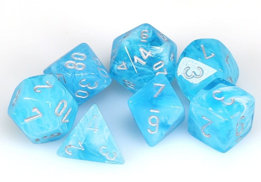Chessex (20566): Mini Polyhedral 7-Die Set: Luminary Sky/silver 