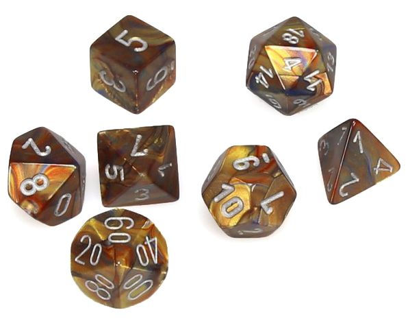 Chessex (20566): Mini Polyhedral 7-Die Set: Lustrous: Gold/Silver 