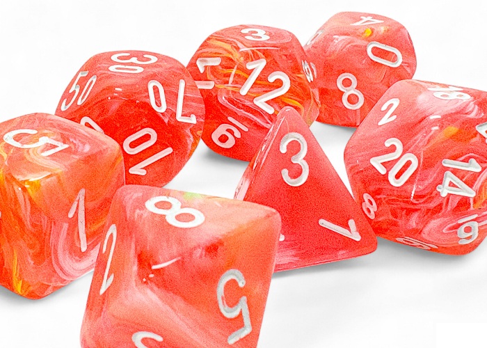 Chessex (22553): Mega-Hedral 7-Die Set: Festive (Dahlia / White) 