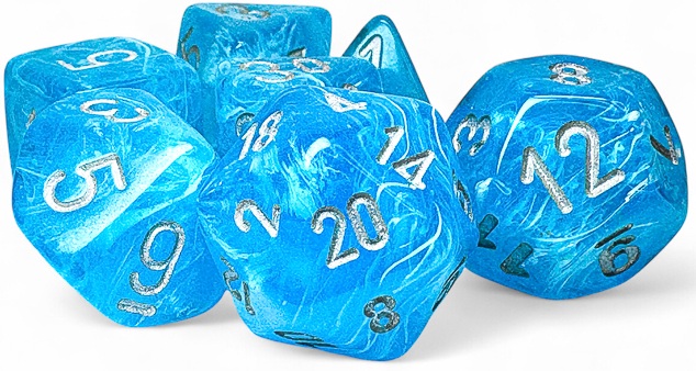 Chessex (22566): Mega-Hedral 7-Die Set: Luminary (Sky / Silver)  