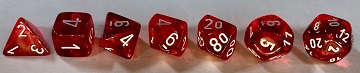 Chessex (23074): Polyhedral 7-Die Set: Translucent: Red/White - New Version 