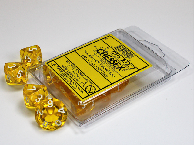 Chessex (23272): D10: YELLOW W/WHITE 