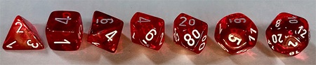Chessex (23274): D10: Translucent: RED WHITE 