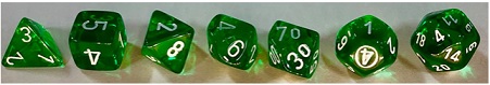 Chessex (23275): D10: Translucent: Green White 